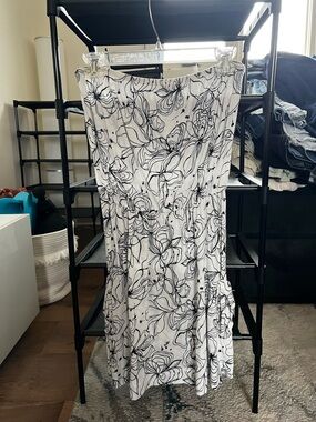 Kirra White Midi dress with Black Floral Print